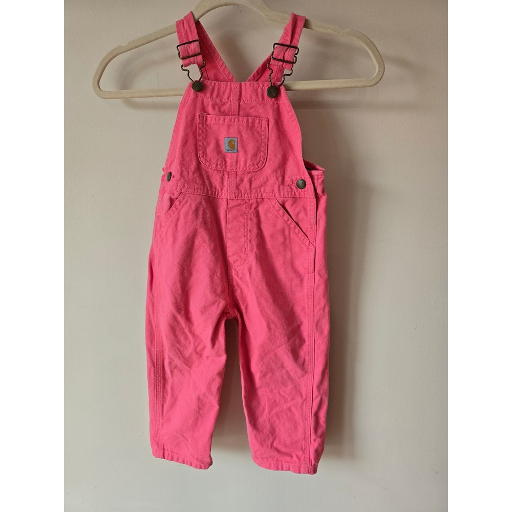 Carhartt Kids Pink Canvas Bib Overalls Adjustable Straps Workwear Toddler